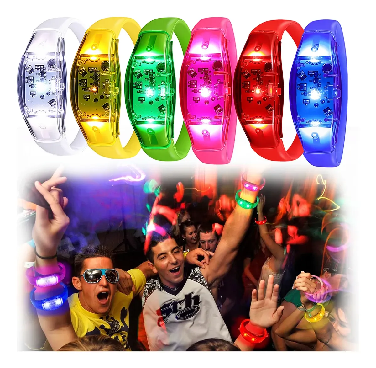 Audio Music Light - 6PCS LED Bracelets Sound Activated with