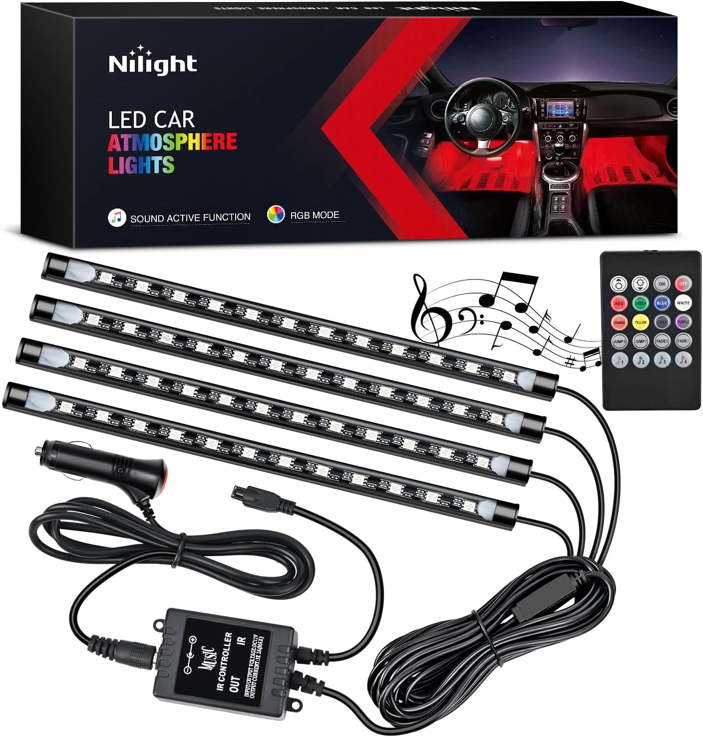 Nilight - TR-06 4PCS 48 LED In - Audio Music Light review and price