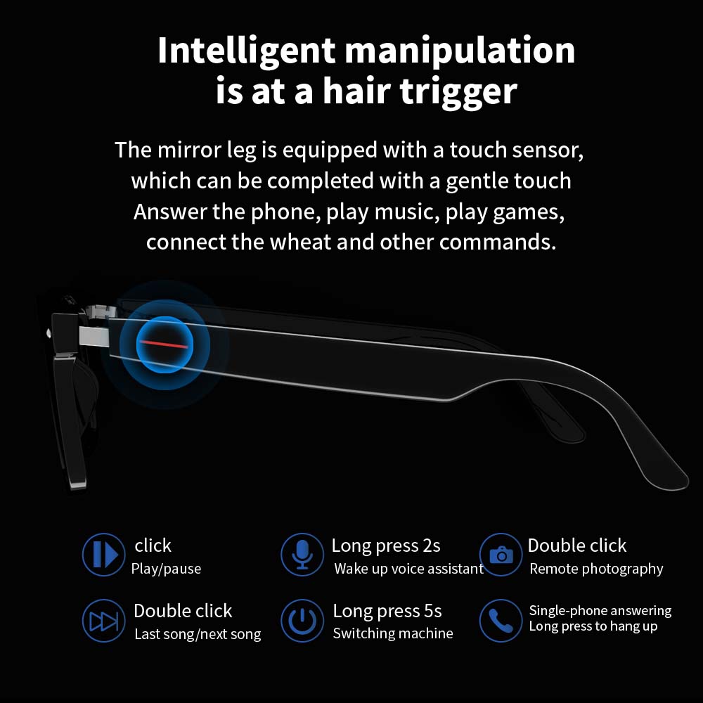 SENBONO E13 Smart Glasses:Blue - Audio Music Light review and price